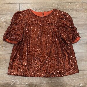 Anthropologie | Puff Sleeve Sequin Top
